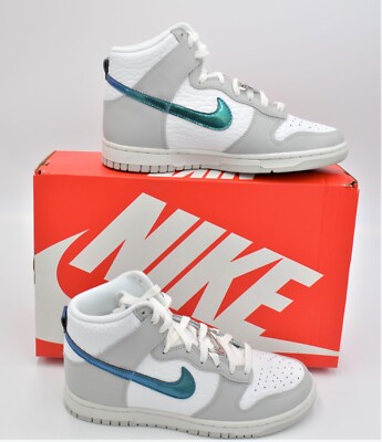 NEW NIKE DUNK HIGH FLS WOMEN'S SHOES SIZE 7.5 GS 6 GREY WHITE SUMMIT DR7855-100