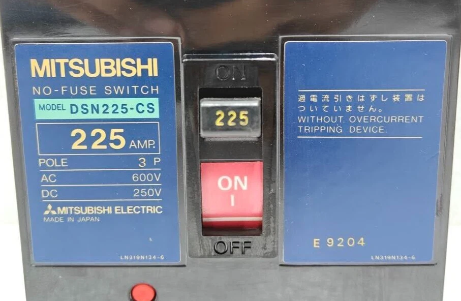 INTERRUPTOR SIN FUSIBLES MITSUBISHI ELÉCTRICO DSN225-CS 225A 3 POLOS USADO ENVÍO RÁPIDO Foto 2 de 4