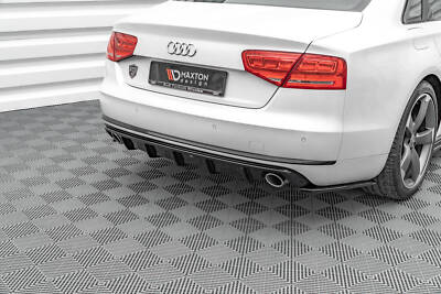 Heck Ansatz Diffusor für Audi A8 D4 schwarz Hochglanz