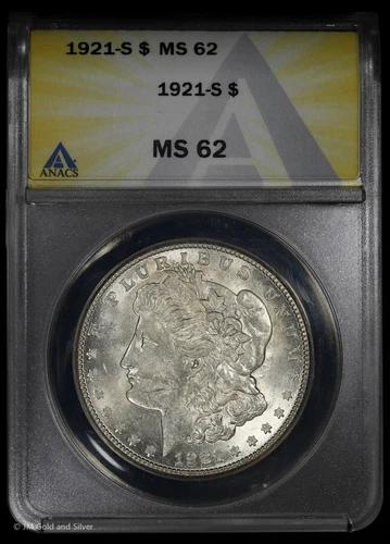 1921-S $1 Morgan Silver Dollar ANACS MS 62 | Uncirculated UNC