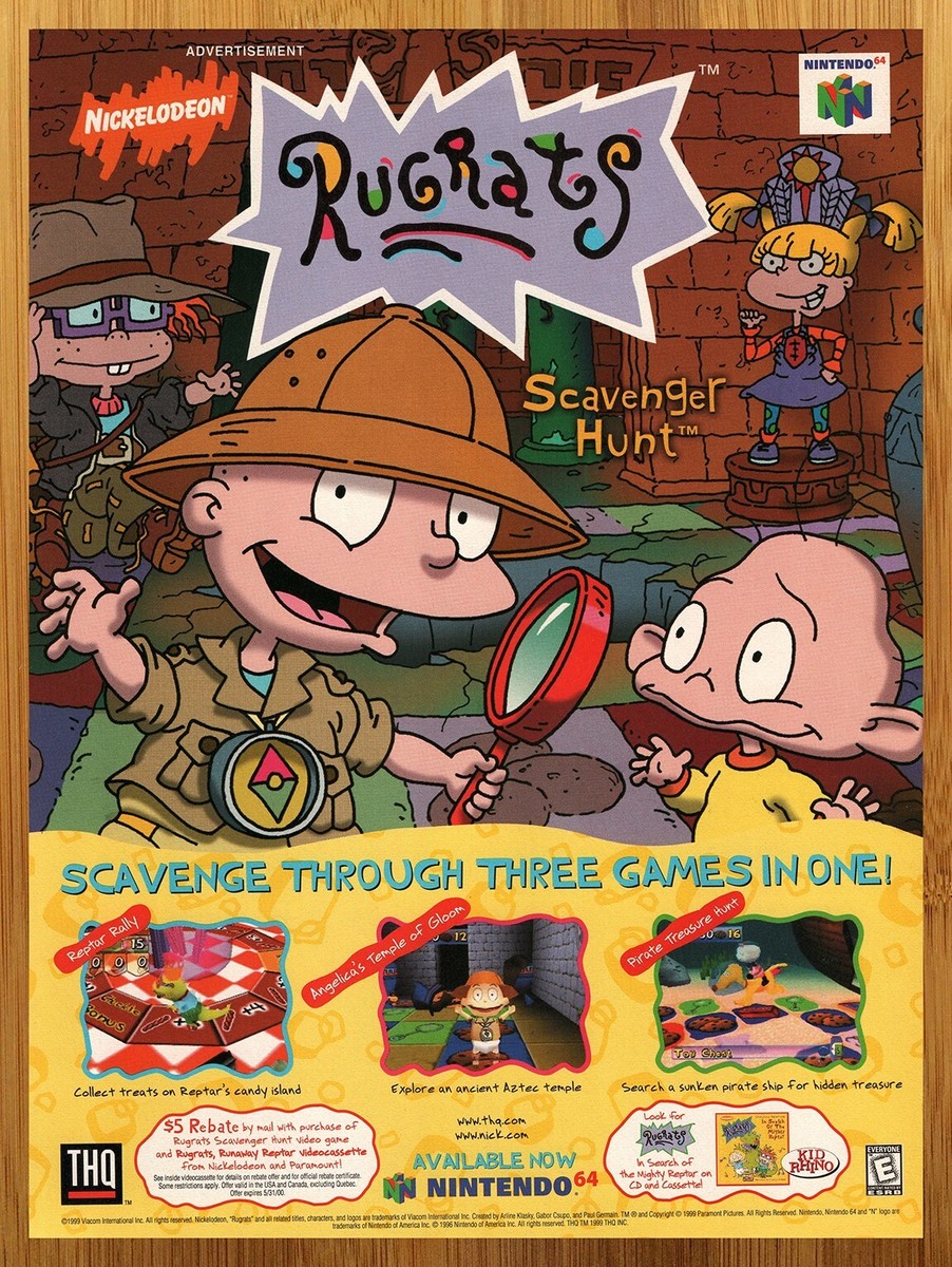 1999 Rugrats Scavenger Hunt Nintendo 64 N64 Print Ad/Poster Video