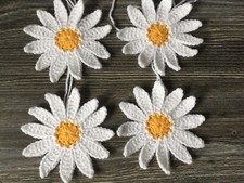 Appliqué Flowers- Pack Of 4 Large Hand Crochet Daisy.