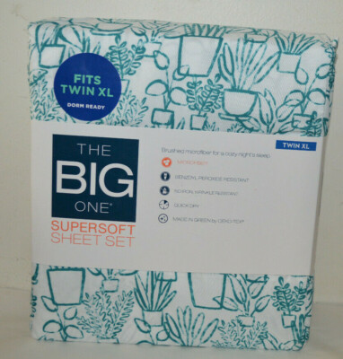 The Big One Supersoft Sheet Set-  Plants-  Size Twin XL