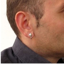 Pure 10K White Gold With Unique Kite Shape Stud Earrings For Men's