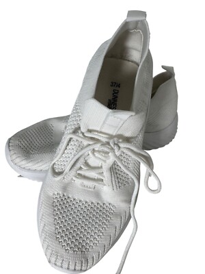 White Womens Knit Lace-Up Sneakers Size 37/4 By Dunnes Stores Lightweight & Comf