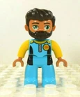 Lego Duplo Figure Diver/Fisherman w/ beard yellow/teal