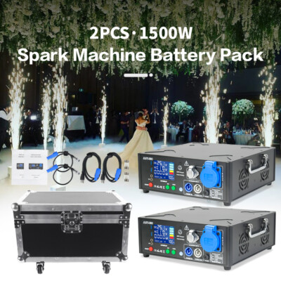 2 Set Black Powered Base with Flight Case Cold Spark Machine Battery Pack