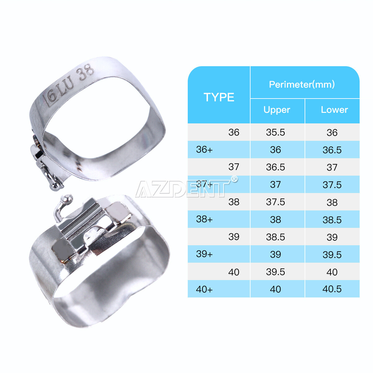 AZDENT 5X Tubo Orale Ortodontico Dentale 1° Molare Incollabile Non Conv - Foto 9