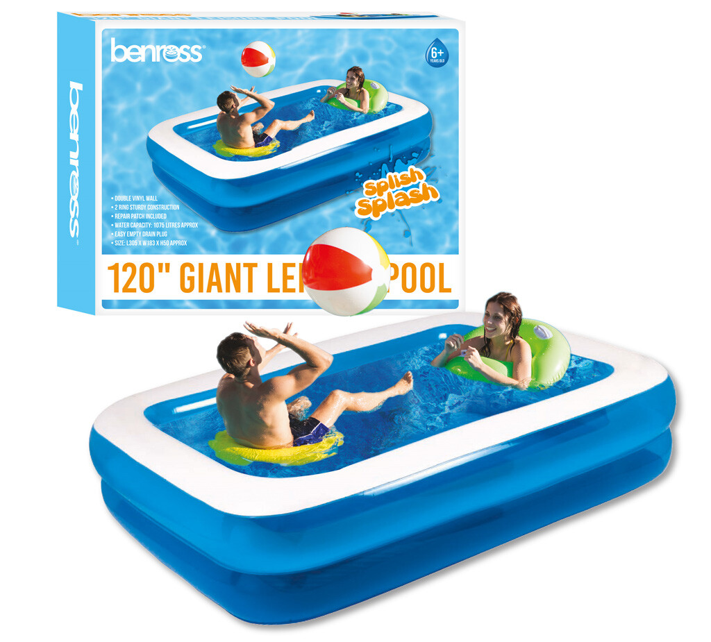 LARGE DELUX RECTANGULAR INFLATABLE SWIMMING POOL FAMILY PADDLING