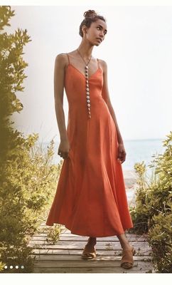 Anthropologie HD in Paris Sassafras Orange Maxi Slip Dress $158