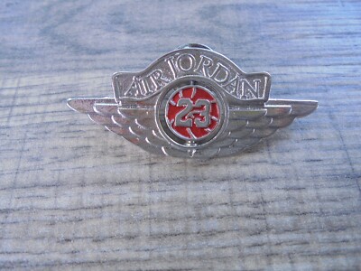 AIR JORDAN WING/BASKETBALL LOGO PIN ALL SILVER COLOR-RED SWIVEL