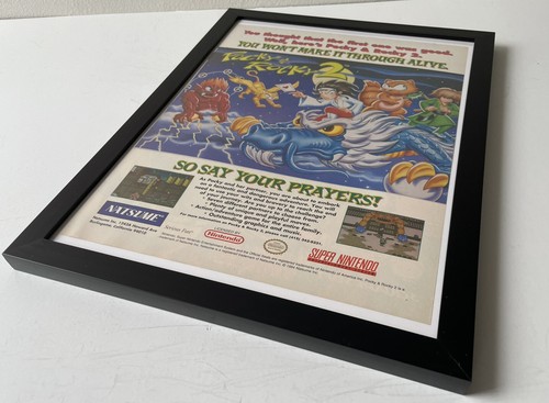 Vintage Pocky Rocky 2 II Super Nintendo SNES Framed Poster Ad Art 9x12 Original - Picture 3 of 4