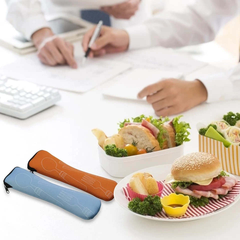 Bestecktasche Für Unterwegs, 3 Stück Tragbare Neopren Picknick Bestecktaschen Ge - Bild 3 von 4