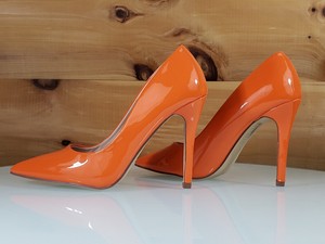 orange patent heels