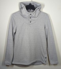 The North Face Womens Face Snap Gray Pullover Hooded Sweatshirt Sz S Winter