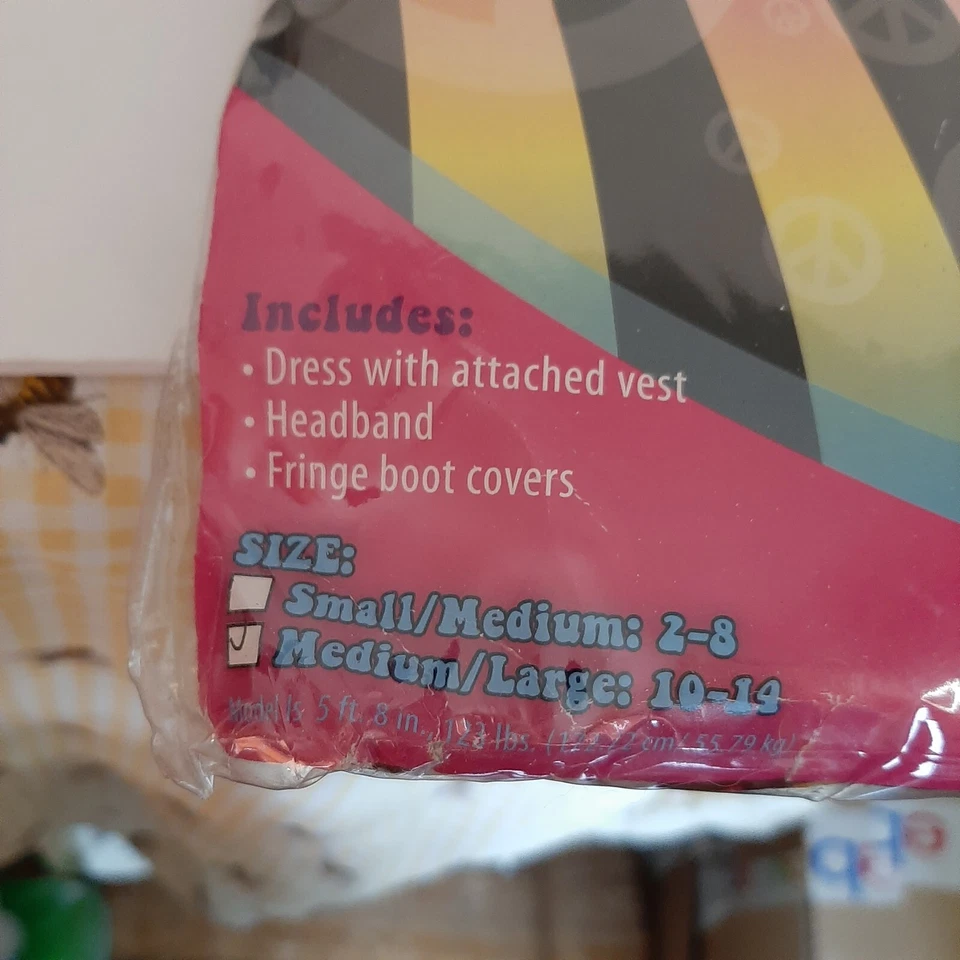 The Groovy 60s Peace & Love 嬉皮士女士成人服装尺寸 M-L 10-14 趣味世界 — 第 3/3 张图片