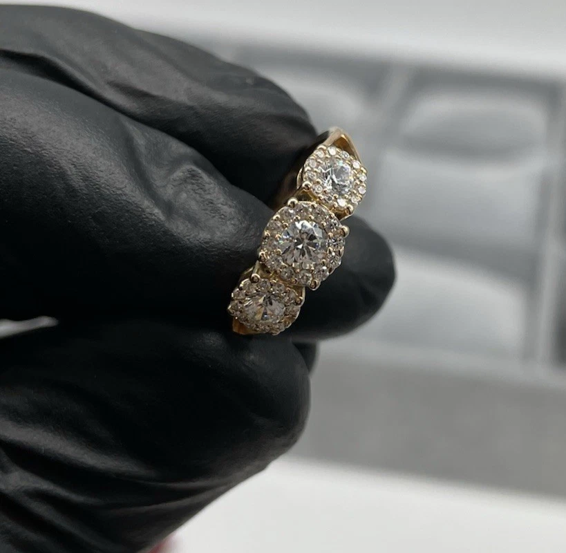 ANELLO FEMMINILE ORO GIALLO 18KT CARATI NUOVO TRILOGY LUXURY MISURA 13 E MEZZO - Immagine 2 di 4