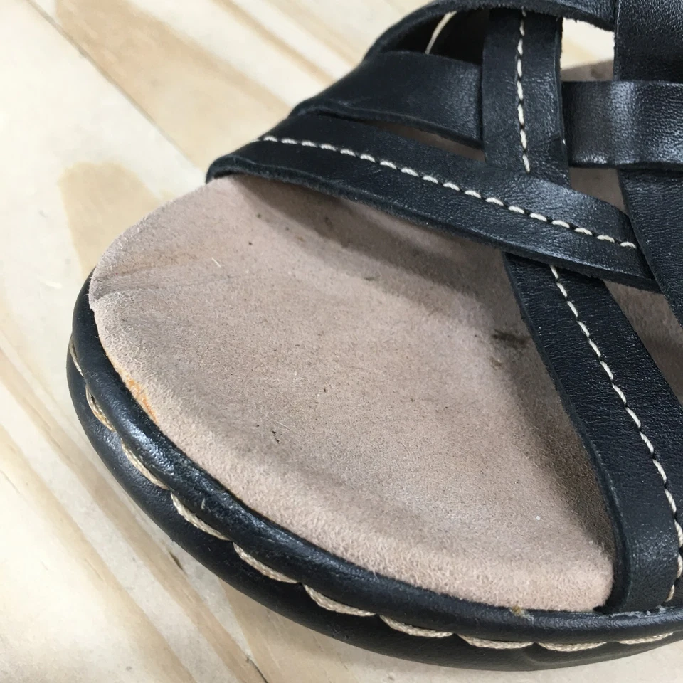 Sandalias Clarks Collection para mujer 6D correa trasera con correa negra sin cordones cómodas Foto 4 de 4