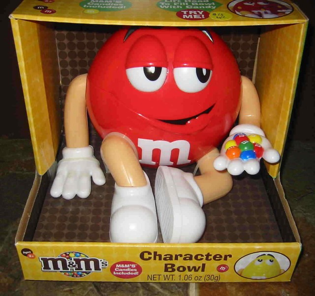 Official M & M's Brand Collectible Plain M&M RED Character Bowl
