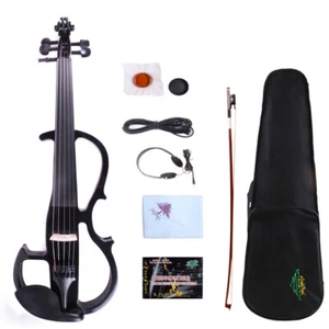 16 inch Kit Viola électrique Pièces en bois massif 5 Chaîne FCGDA,Alto noir