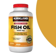 Kirkland Signature Fish Oil 1000 mg., 400 Softgels. Omega 3.
