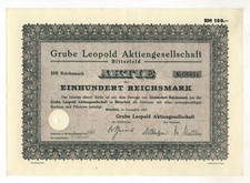 Kopalnia Leopold AG – Akcje powyżej 100 RM – Bitterfeld – w grudniu 1933