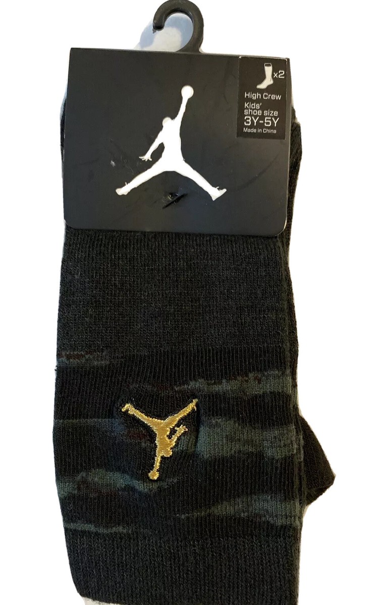 Michael Jordan Dress Socks Youth 3-5 Jump man Black New Boy's NWT