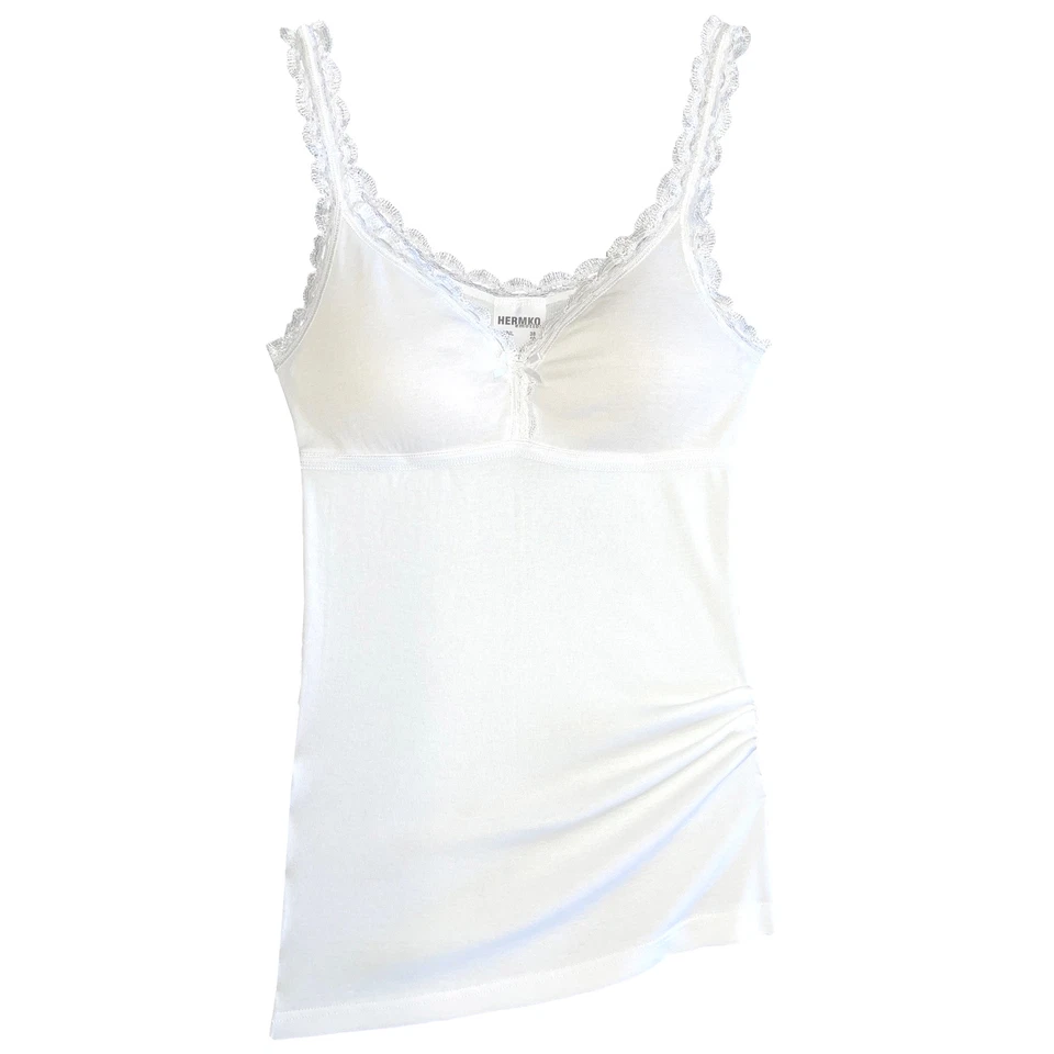 HERMKO Damen BH-Hemd Baumwoll/Modal Spitze Unterhemd weich Tank Top 175803810 - Bild 1 von 1