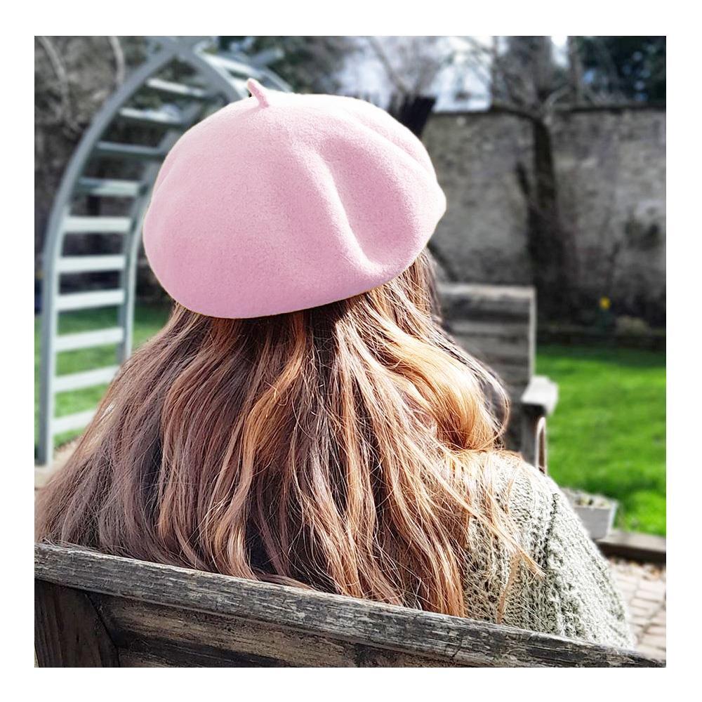 Womens Wool Barret Baby Pink Ladies Classic Style Hat Inner