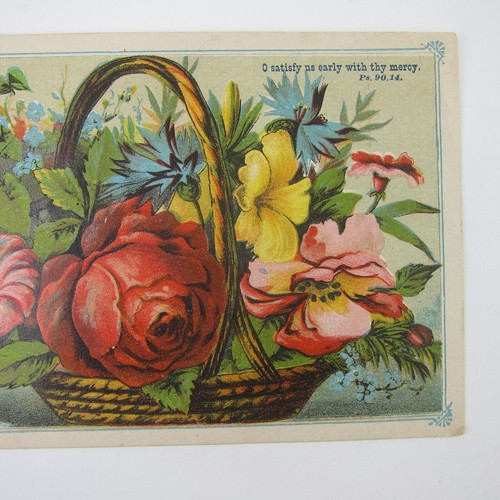 Victorian Greeting Card Basket Flowers Red Rose Pink Yellow Blue Floral Antique - Imagen 10 de 12