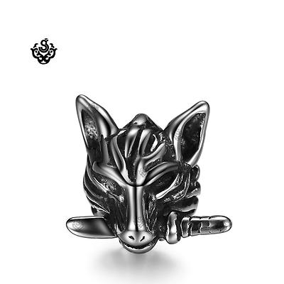 Silver wolf knife stud stainless steel SINGLE earrings samurai soft Gothic
