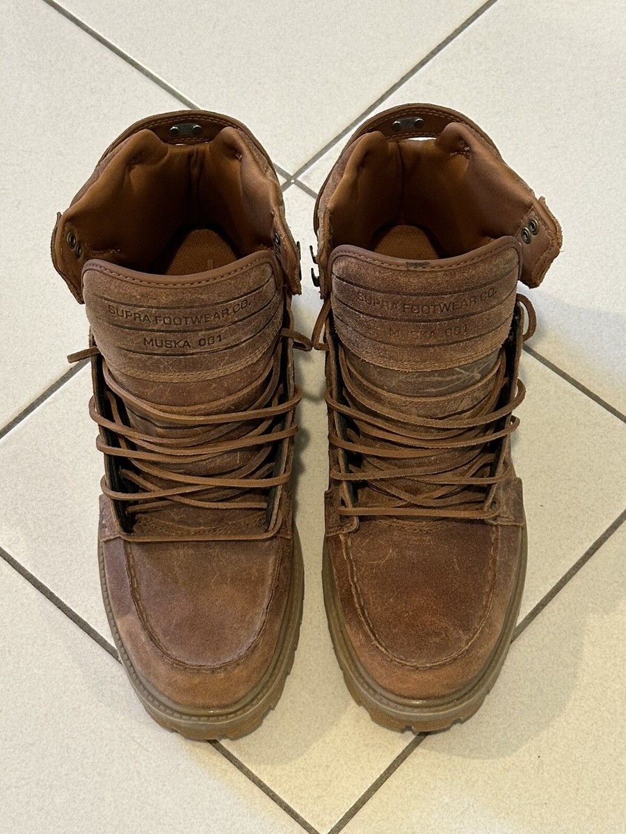 Supra Skywalk Muska 001 Leather Boots Distressed Khaki Brown  display picture 2