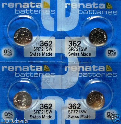 4 x Renata 1.55V Button Cell Battery, 362 SR721SW