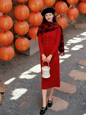 Chic Womens Round Neck Dress Slim Fit Knitted Dress New Sweater Dress Long Dress