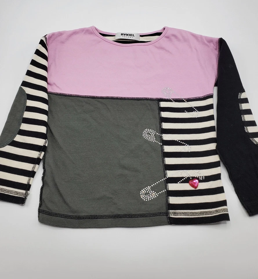 Blusa da moda Sonia Rykiel feminina 100% algodão strass tamanho 5 anos usada - Imagem 3 de 4