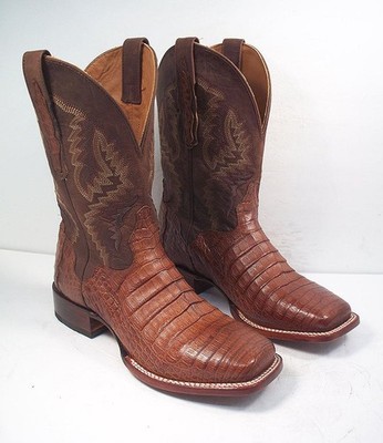 El Dorado Men's 9.5 D Handmade Caiman Belly Stockman Boots Broad Square Toe