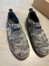 XTRATUF Mens Size 12 SharkByte Black/Camo Canvas Deck Shoes