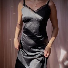1950s Black Lace Slip Dress