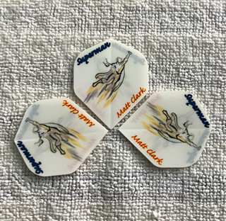 Rare Matt (Superman) Clark collectable dart flights.
