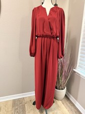Eliza J Jumpsuit Long Sleeve Rust Red Size 10