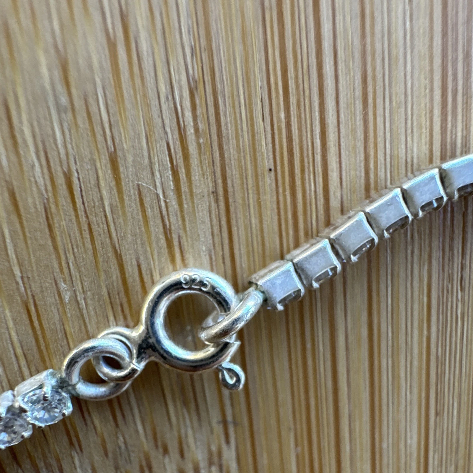 925 Sterling Silver Cubic Zirconia Tennis Necklace Box Chain Spring Ring - product detail image 5