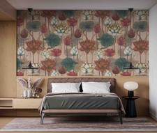 3D Lotus Illustration Pattern Wall Murals Wal...