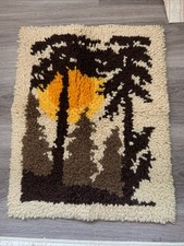VTG Bucilla Latch Hook Rug Wall Hanging Kit 15.5x 19" 12512 Woodlands at Sunrise