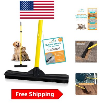 Deep Cleaning Rubber Broom with Adjustable Handle - Perfect for Pet Owners