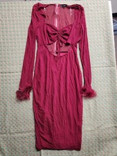 FEATHER CUFF MIDI CUT OUT DRESS Fashion Nova Size Large