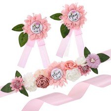 Maternity Sash and Corsage Set Mom Daddy To Be Flower Baby Shower Reveal Prop