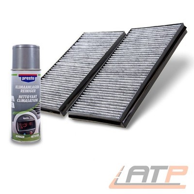 2x INNENRAUMFILTER + 400ml PRESTO KLIMAANLAGEN DESINFEKTION FÜR BMW 5-ER E60 E61