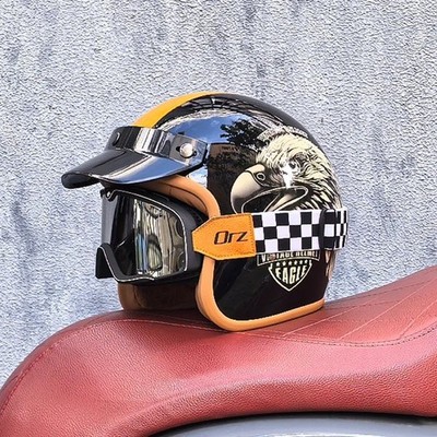 Retro halboffener Motorradhelm Langlauf Motorradzubehör Motorrad