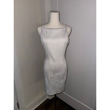 ThatsSoFetch White Textured Bodycon Mini Dress Spaghetti Straps Backless Size 10