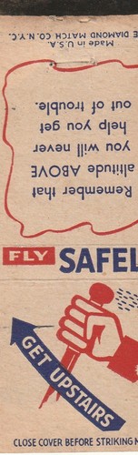 Fly Safely, Get Upstairs, Vintage Matchbook Cover